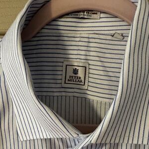 Peter Millar White and Blue Striped Dress Shirt
